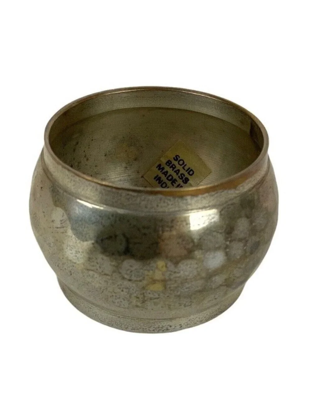 Hammered Silvertone Brass Napkin Rings Set Of 10 With Patina Finish Made In Indi
